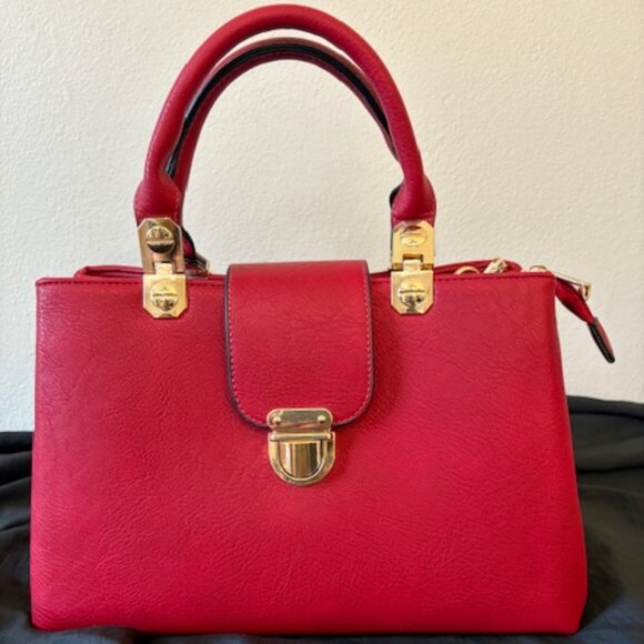 ✨ Dasein Red Vegan Leather Medium Top Handle Tote Bag - Never Used, Luxe & Chic! - Picture 1 of 7